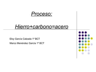 Proceso:
Hierro+carbono=acero
Eloy García Calzada 1º BCT
Marco Menéndez García 1º BCT
 