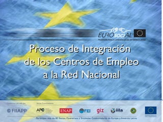 Proceso de IntegraciónProceso de Integración
de los Centros de Empleode los Centros de Empleo
a la Red Nacionala la Red Nacional
 