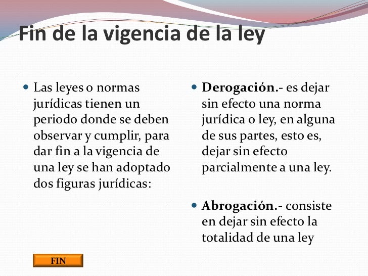 Fin De La Vigencia De La Ley