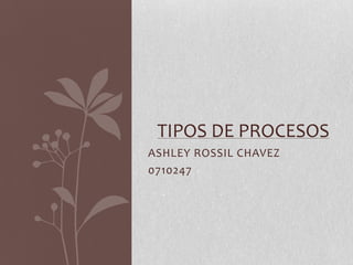TIPOS DE PROCESOS
ASHLEY ROSSIL CHAVEZ
0710247
 