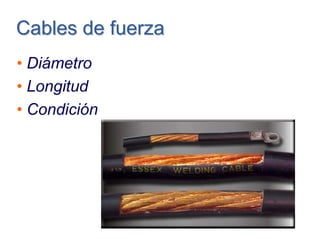Cables de fuerzaCables de fuerza
• Diámetro
• Longitud
• Condición
 