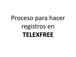 Proceso para hacer
registros en
TELEXFREE

 