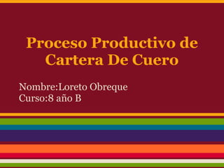 Proceso Productivo de
Cartera De Cuero
Nombre:Loreto Obreque
Curso:8 año B
 