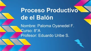 Proceso Productivo
de el Balón
Nombre: Paloma Oyanedel F.
Curso: 8°A
Profesor: Eduardo Uribe S.
 