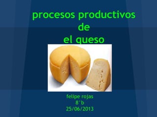 procesos productivos
de
el queso
felipe rojas
8°b
25/06/2013
 