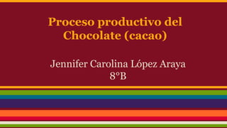 Proceso productivo del
Chocolate (cacao)
Jennifer Carolina López Araya
8°B
 