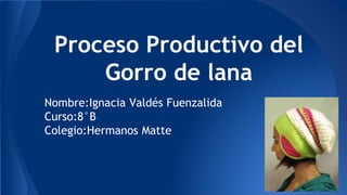 Proceso Productivo del
Gorro de lana
Nombre:Ignacia Valdés Fuenzalida
Curso:8°B
Colegio:Hermanos Matte
 