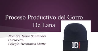 Proceso Productivo del Gorro
De Lana
Nombre:Ivette Santander
Curso:8°A
Colegio:Hermanos Matte
 