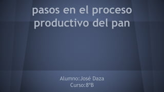 pasos en el proceso
productivo del pan
Alumno:José Daza
Curso:8ºB
 