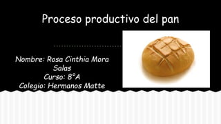 Proceso productivo del pan
Nombre: Rosa Cinthia Mora
Salas
Curso: 8°A
Colegio: Hermanos Matte
 