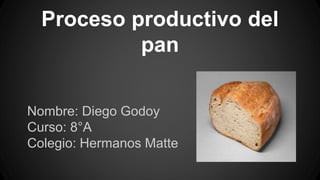Proceso productivo del
pan
Nombre: Diego Godoy
Curso: 8°A
Colegio: Hermanos Matte
 