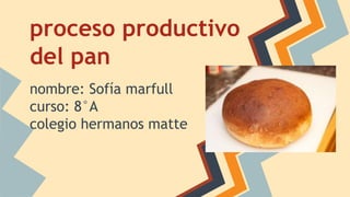 proceso productivo
del pan
nombre: Sofía marfull
curso: 8°A
colegio hermanos matte
 
