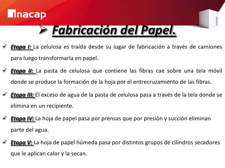Proceso productivo del papel.