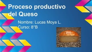 Proceso productivo
del Queso
Nombre: Lucas Moya L.
Curso: 8°B
 
