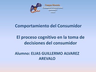 Comportamiento del Consumidor
Alumno: ELIAS GUILLERMO ALVAREZ
AREVALO
El proceso cognitivo en la toma de
decisiones del consumidor
 