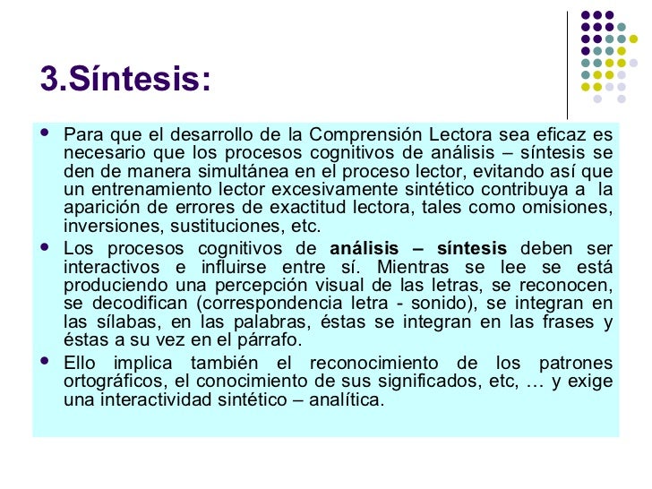 Procesos Psicológicos de Comprension Lectora Analisis y Sintesis