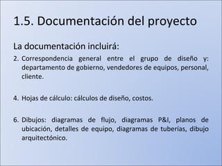 1.5. Documentación del proyecto <ul><li>La documentación incluirá: </li></ul><ul><li>Correspondencia general entre el grup...