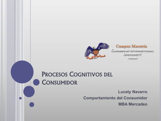 PROCESOS COGNITIVOS DEL
CONSUMIDOR
Lucety Navarro
Comportamiento del Consumidor
MBA Mercadeo
 