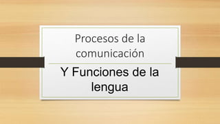 Procesos de la 
comunicación 
Y Funciones de la 
lengua 
 