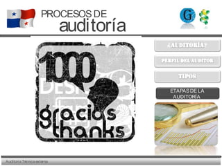 AuditoriaTécnicaexterna
PROCESOSDE
auditoría
ETAPASDE LA
AUDITORÍA
 