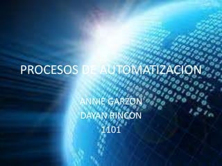 PROCESOS DE AUTOMATIZACION
ANNIE GARZON
DAYAN RINCON
1101
 