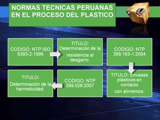 NORMAS TECNICAS PERUANAS EN EL PROCESO DEL PLASTICO  