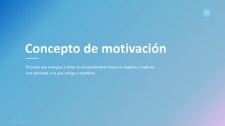 www.spacediseno.com
© 2016 Arturo Llaca. All Rights Reserved.
32
Proceso que energiza y dirige el comportamiento hacia un objetivo o meta de
una actividad, a la que instiga y mantiene.
Concepto de motivación
 