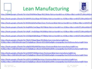 Lean Manufacturing
https://books.google.cl/books?id=n5qUDVbPA6wC&pg=PA215&dq=fabrica+lean&hl=es-419&sa=X&ei=vm8iVZTLJMnjsAXQmY
https://books.google.cl/books?id=6jNY9FcLGcoC&pg=PA756&dq=fabrica+lean&hl=es-419&sa=X&ei=vm8iVZTLJMnjsAXQmYF4
https://books.google.cl/books?id=NGWk2qOxZ5wC&printsec=frontcover&dq=fabrica+lean&hl=es-419&sa=X&ei=vm8iVZTLJM
https://books.google.cl/books?id=Azq0NfKsL5wC&pg=PA370&dq=fabrica+lean&hl=es-419&sa=X&ei=vm8iVZTLJMnjsAXQmYF4
https://books.google.cl/books?id=UKy0P_4rvQIC&pg=PA169&dq=fabrica+lean&hl=es-419&sa=X&ei=vm8iVZTLJMnjsAXQmYF4
https://books.google.cl/books?id=iU5GBgAAQBAJ&pg=PT78&dq=fabrica+lean&hl=es-419&sa=X&ei=vm8iVZTLJMnjsAXQmYF4
https://books.google.cl/books?id=7NbJFz7X3gwC&pg=PA52&dq=lean+manufacturing&hl=es-
419&sa=X&ei=cW8iVdHxLMmrgwT2rIHgBg&sqi=2&ved=0CEUQ6AEwBg#v=onepage&q=lean%20manufacturing&f=false
https://books.google.cl/books?id=mBgDGYRQzXMC&printsec=frontcover&dq=lean+manufacturing&hl=es-
419&sa=X&ei=cW8iVdHxLMmrgwT2rIHgBg&sqi=2&ved=0CDYQ6AEwBA#v=onepage&q=lean%20manufacturing&f=false
https://books.google.cl/books?id=xjrRJM4TFV8C&printsec=frontcover&dq=lean+manufacturing&hl=es-
419&sa=X&ei=cW8iVdHxLMmrgwT2rIHgBg&sqi=2&ved=0CCkQ6AEwAg#v=onepage&q=lean%20manufacturing&f=false
https://books.google.cl/books?id=mZCh1a3L8M8C&printsec=frontcover&dq=lean+manufacturing&hl=es-
419&sa=X&ei=cW8iVdHxLMmrgwT2rIHgBg&sqi=2&ved=0CBsQ6AEwAA#v=onepage&q=lean%20manufacturing&f=false
 