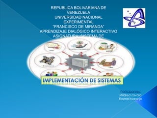 REPUBLICA BOLIVARIANA DE
VENEZUELA
UNIVERSIDAD NACIONAL
EXPERIMENTAL
“FRANCISCO DE MIRANDA”
APRENDIZAJE DIALÓGICO INTERACTIVO
ASIGNATURA: SISTEMA DE
INFORMACIÓN II
Participantes:
Mildred Zavala
Rosmel Naranjo
 