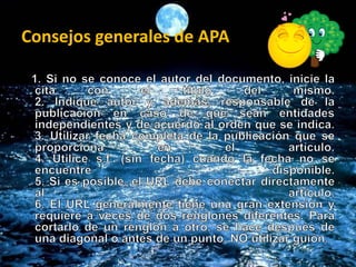 Consejos generales de APA
 