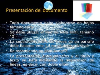 Presentación del documento
 