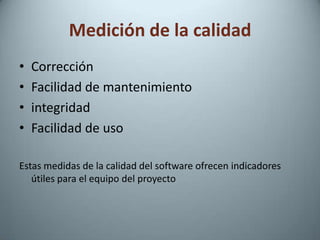 Métricas de Proceso y proyecto de software