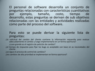 Métricas de Proceso y proyecto de software