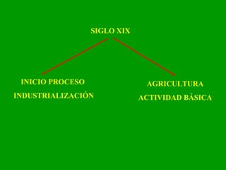 SIGLO XIX INICIO PROCESO INDUSTRIALIZACIÓN AGRICULTURA ACTIVIDAD BÁSICA 