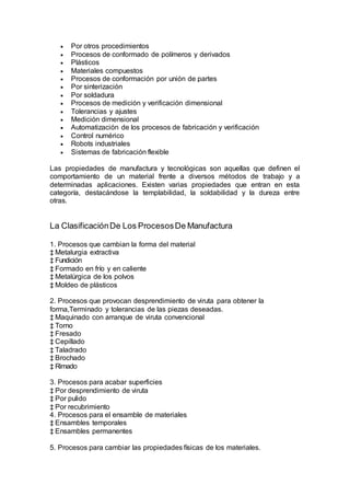 Procesos en la manufactura | DOCX