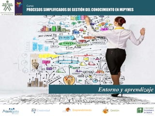 PROCESOS SIMPLIFICADOS DE GESTIÓN DEL CONOCIMIENTO EN MIPYMES 
Entorno y aprendizaje 
Creatividad Emprendimiento Gestión 
Curso 
 