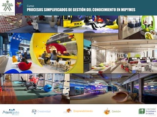 PROCESOS SIMPLIFICADOS DE GESTIÓN DEL CONOCIMIENTO EN MIPYMES 
Creatividad Emprendimiento Gestión 
Curso 
 