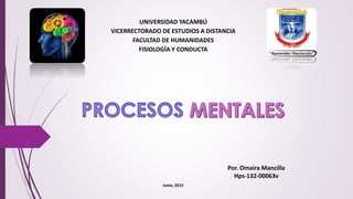 UNIVERSIDAD YACAMBÚ
VICERRECTORADO DE ESTUDIOS A DISTANCIA
FACULTAD DE HUMANIDADES
FISIOLOGÍA Y CONDUCTA
Por. Omaira Mancilla
Hps-132-00063v
Junio, 2015
 