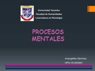 Universidad Yacambu
Facultad de Humanidades
Licenciatura en Psicología
Anangelika Sánchez
HPS-16100356V
 