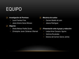 Lo que define la resistencia de un terreno es el tipo de material que contiene, y también el grado de compactación del mismo, éste es importante porque podría haber hundimientos o asentamientos, ello depende de los huecos del terreno.Principales características del suelo que deben tomarse en cuenta:Estabilidad VolumétricaResistenciaCompresibilidad