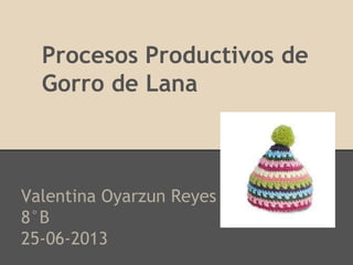 Procesos Productivos de
Gorro de Lana
Valentina Oyarzun Reyes
8°B
25-06-2013
 