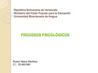 República Bolivariana de Venezuela
Ministerio del Poder Popular para la Educación
Universidad Bicentenaria de Aragua
Ruxier Matos Maritnez
C.I : 25.480.960
 
