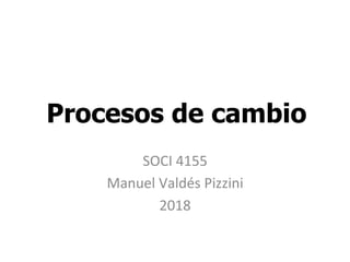 Procesos de cambio
SOCI	4155	
Manuel	Valdés	Pizzini	
2018	
 