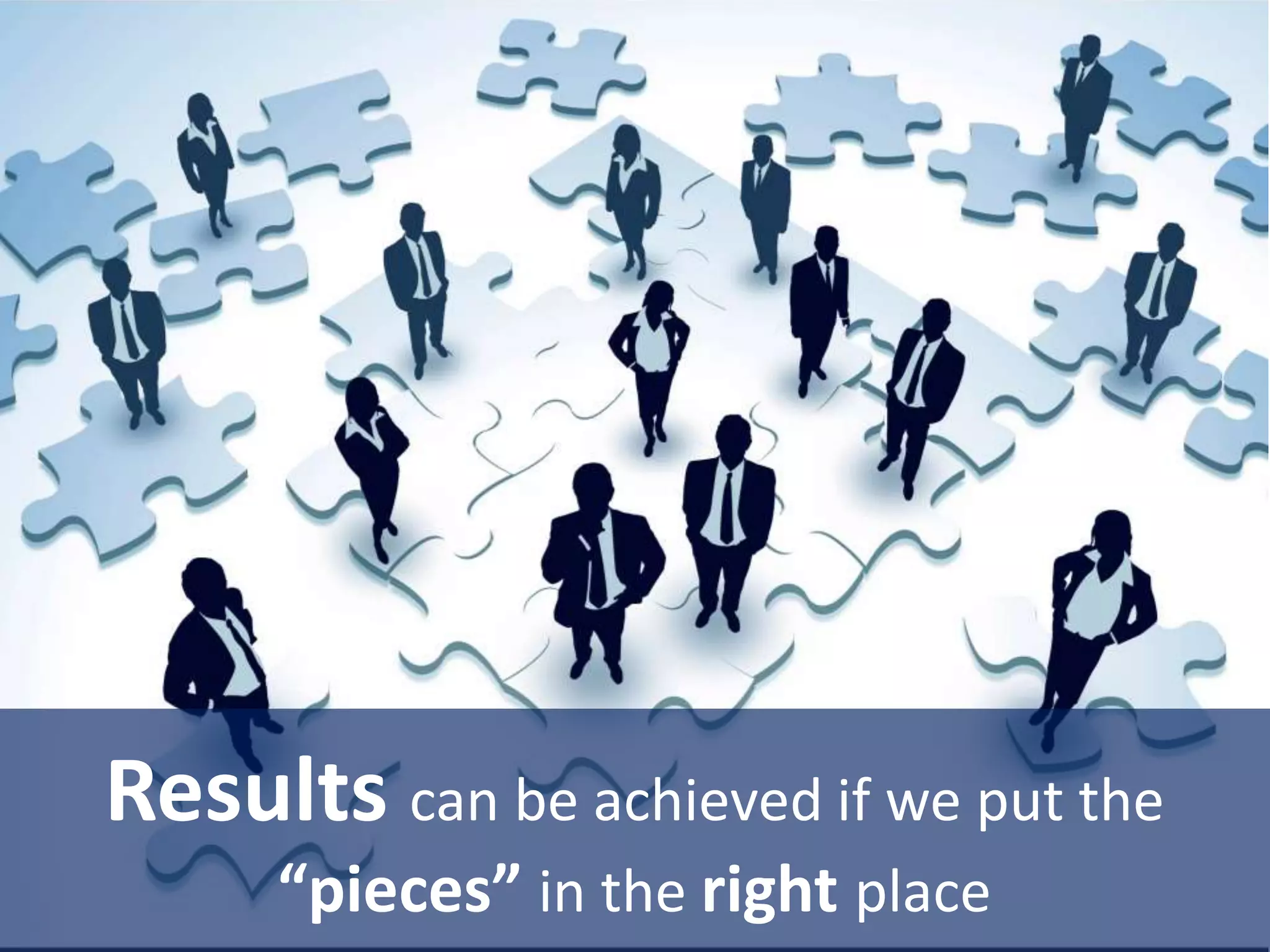 Results can be achieved if we put the
“pieces” in the right place
 