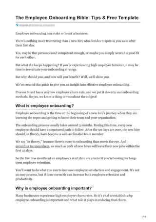 The Employee Onboarding Bible Tips amp Free Template | PDF