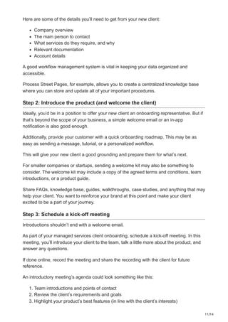 Managed Services Client Onboarding Simple Process Free Template | PDF