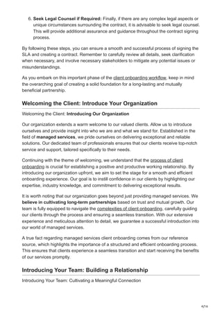 Managed Services Client Onboarding Simple Process Free Template | PDF