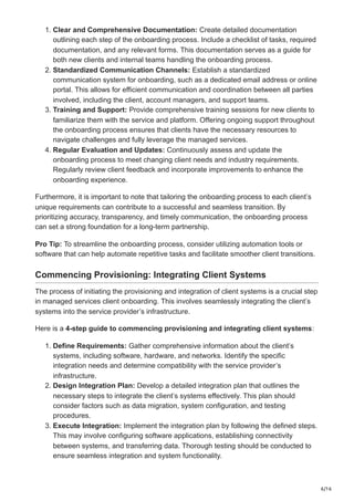 Managed Services Client Onboarding Simple Process Free Template | PDF