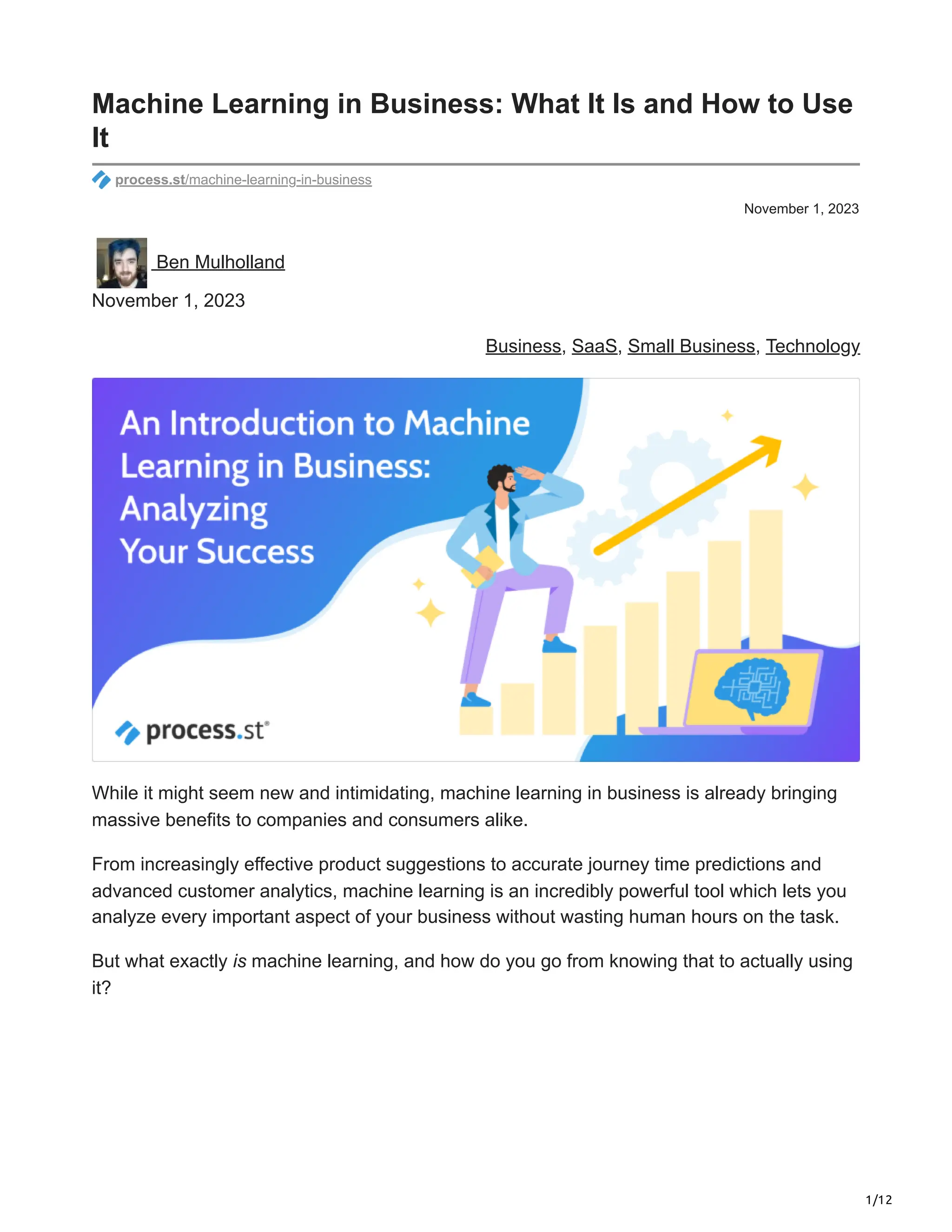 Machine Learning in Business What It Is and How to Use It | PDF