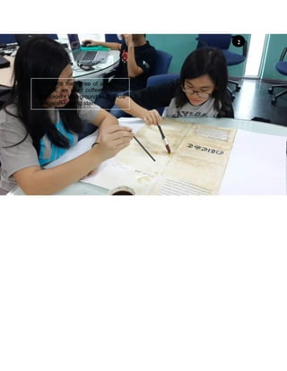 To produce the sense of a century-
old book, we used coffee to colour
the booklet’s background as to show
a yellowish-looking stain.
2
 